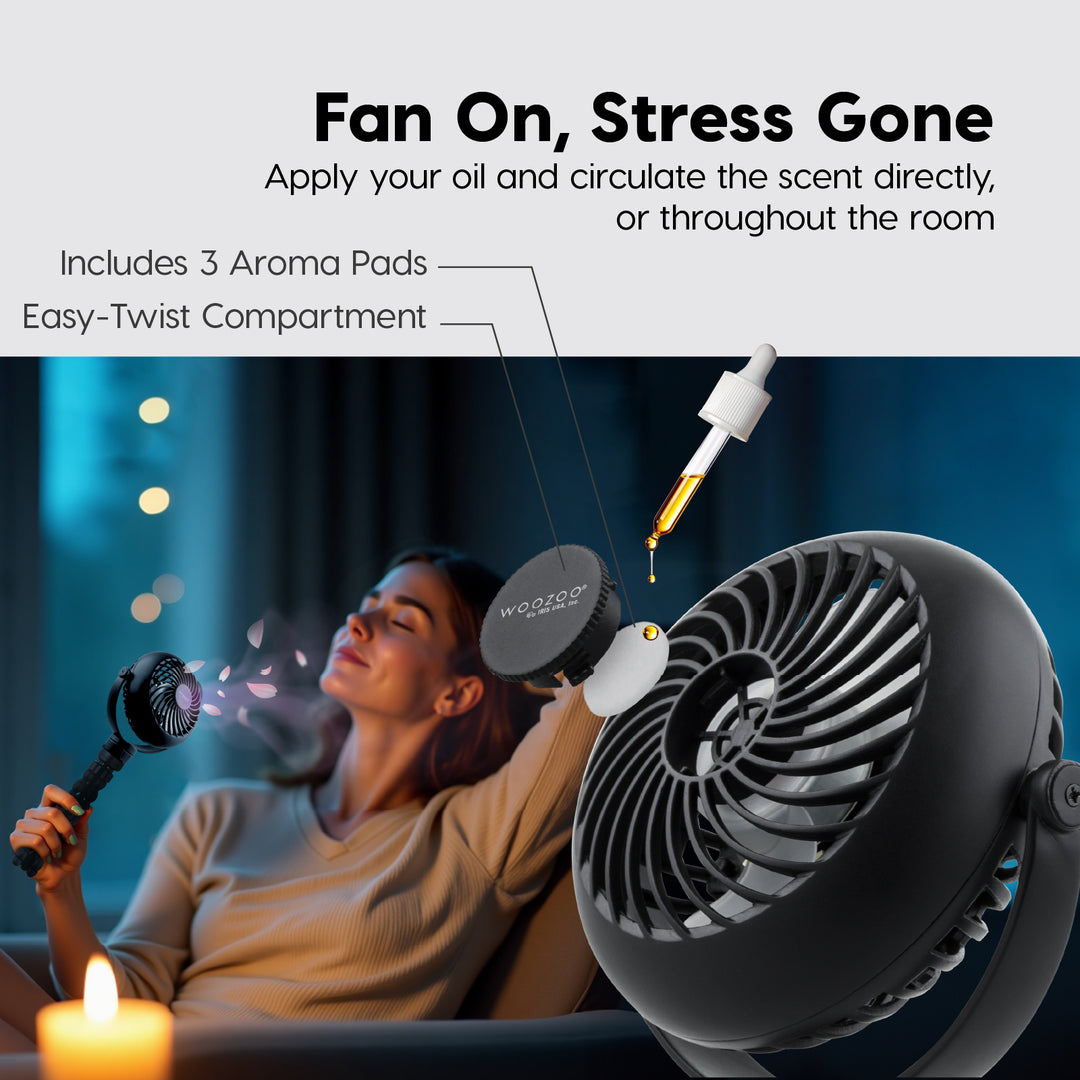 WOOZOO® 3.5" Cordless Portable Personal Fan with Flexible Tripod Stand, 10-Hour Runtime - IRIS USA