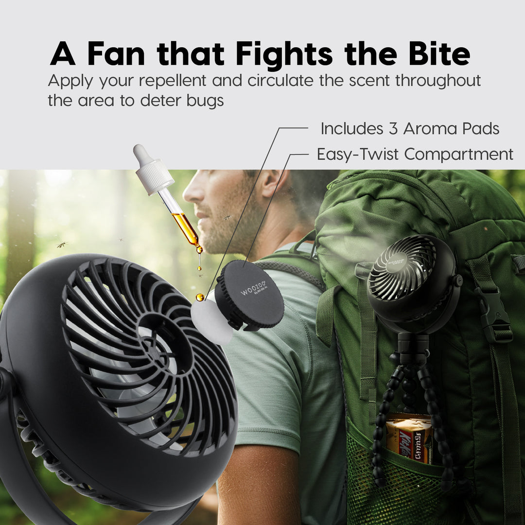 WOOZOO® 3.5" Cordless Portable Personal Fan with Flexible Tripod Stand, 10-Hour Runtime - IRIS USA