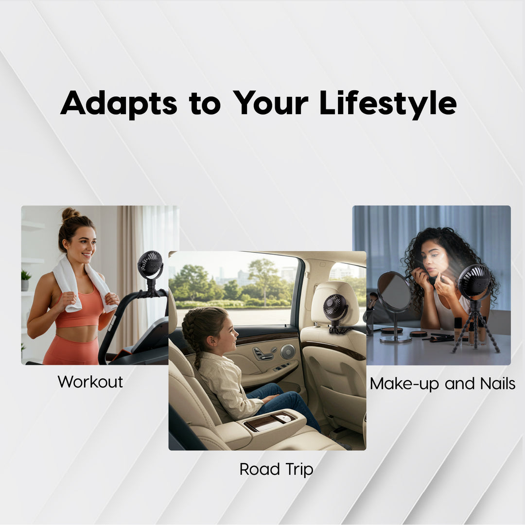 WOOZOO® 3.5" Cordless Portable Personal Fan with Flexible Tripod Stand, 10-Hour Runtime - IRIS USA