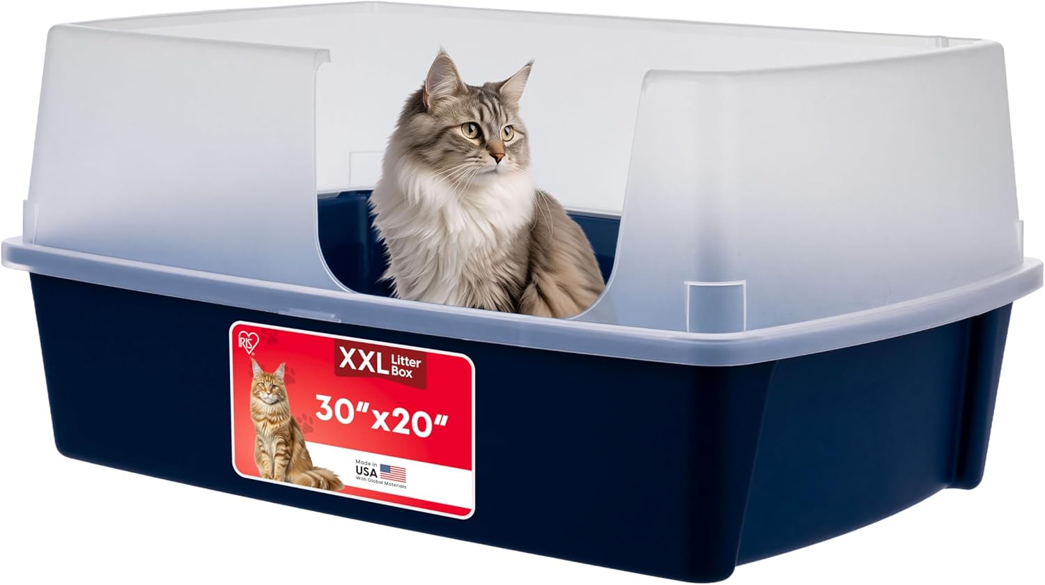 XX-Large Side Entry Cat Litter Box, Navy – IRIS USA