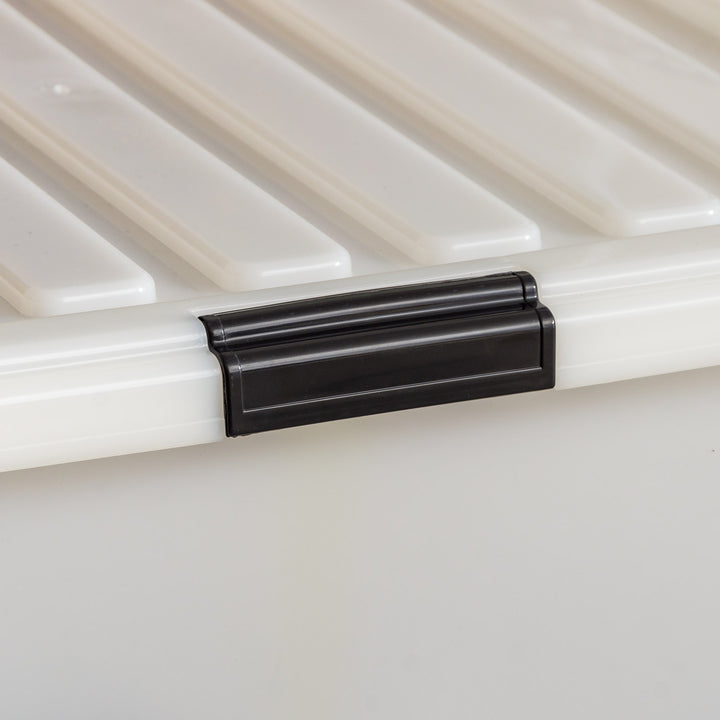 IRIS USA 132 Quart/36 Gal. Stackable Plastic Storage Bins with Lids and Latching Buckles, 3 Pack - Pearl, Containers with Lids, Durable Nestable Closet, Garage, Totes, Tubs Boxes Organizing - IRIS USA, Inc.