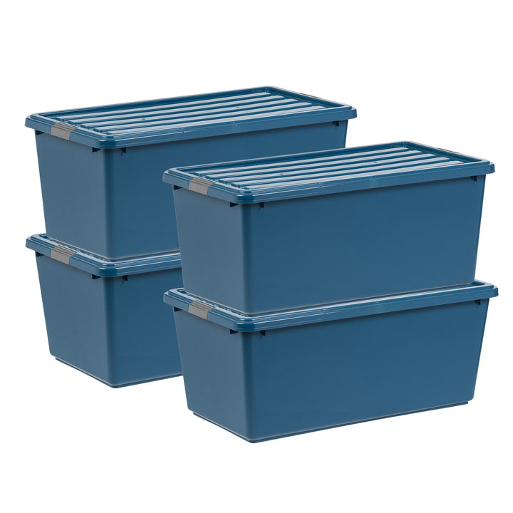 91Qt. Eco-Friendly Stackable Plastic Storage Bins 4 Pack - IRIS USA