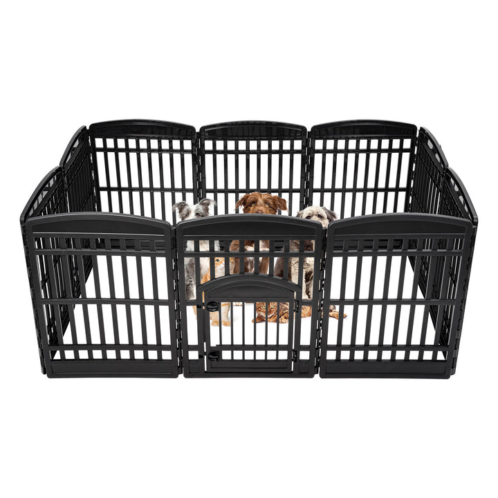 35" 10 Panel Exercise Pet Playpen with Door for Dog, Black - IRIS USA, Inc.