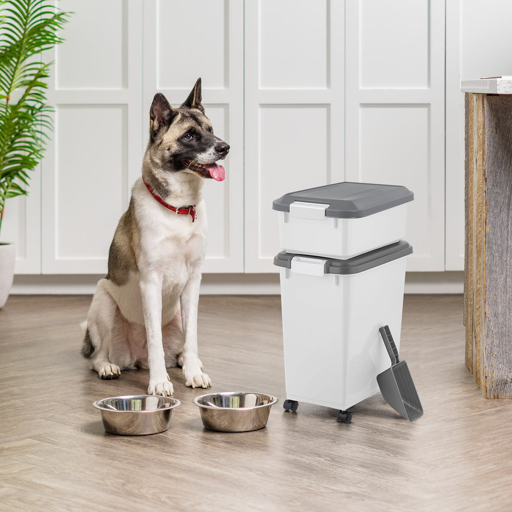 41 Lbs. Airtight Pet Food Container | Dog & Cat Food Storage Bin | Treat Box with Scoop - IRIS USA