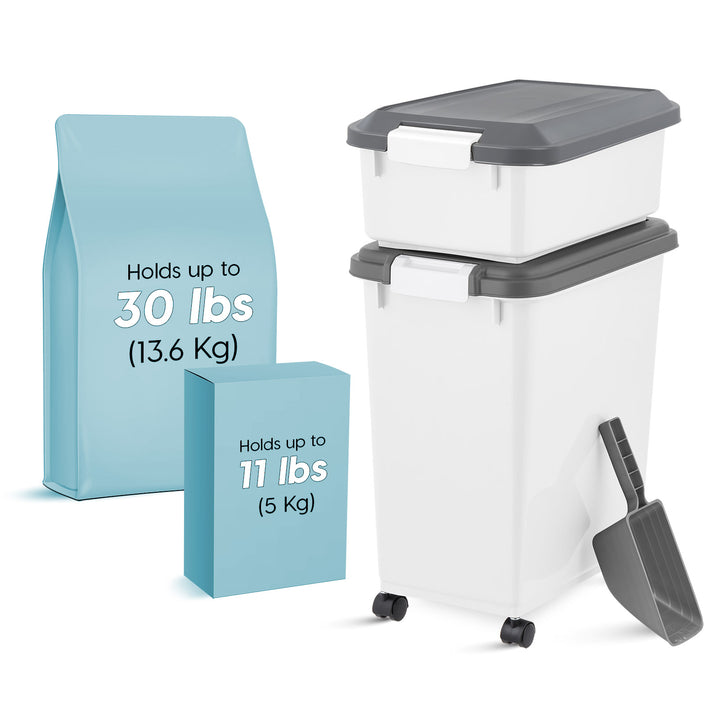 41 Lbs. Airtight Pet Food Container | Dog & Cat Food Storage Bin | Treat Box with Scoop - IRIS USA