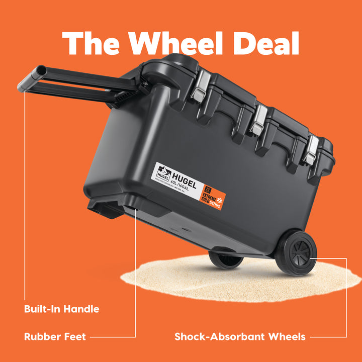 HUGEL 64QT Heavy Duty Lightweight Insulated Cooler with Wheels - IRIS USA