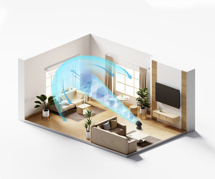 WOOZOO Desk Fan with Remote, Oscillating Turbo Air Circulator, 3 Speeds, 52ft Max Air Distance, Adjustable Tilt, Small Fan for Bedroom, Office, Dorm - IRIS USA