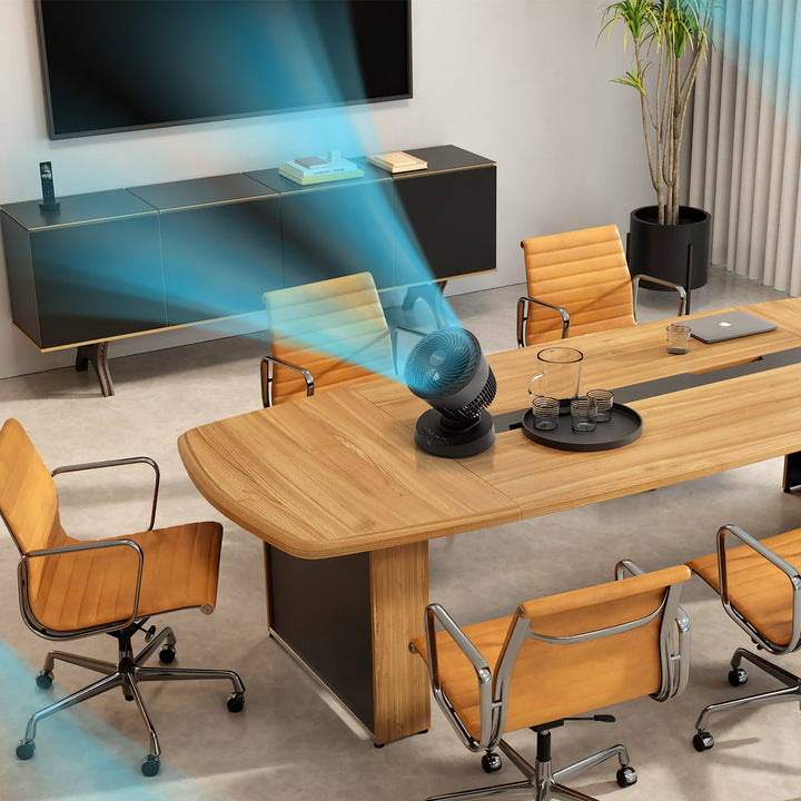 WOOZOO Desk Fan with Remote, Oscillating Turbo Air Circulator, 3 Speeds, 52ft Max Air Distance, Adjustable Tilt, Small Fan for Bedroom, Office, Dorm - IRIS USA