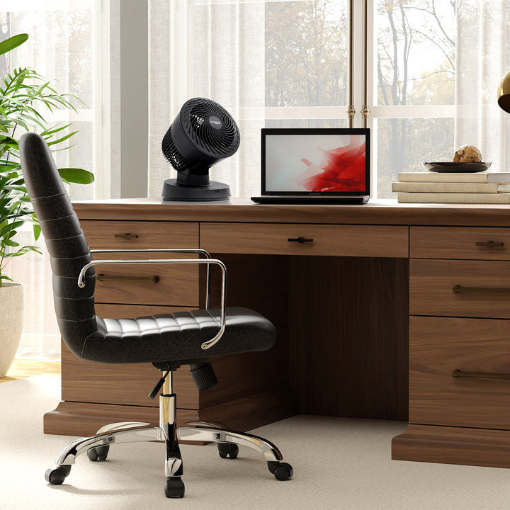 WOOZOO Desk Fan with Remote, Oscillating Turbo Air Circulator, 3 Speeds, 52ft Max Air Distance, Adjustable Tilt, Small Fan for Bedroom, Office, Dorm - IRIS USA