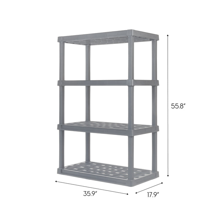 4-Tier Wide Plastic Rack Storage Shelf with 400lb. Total Capacity, Elephant Gray - IRIS USA, Inc.
