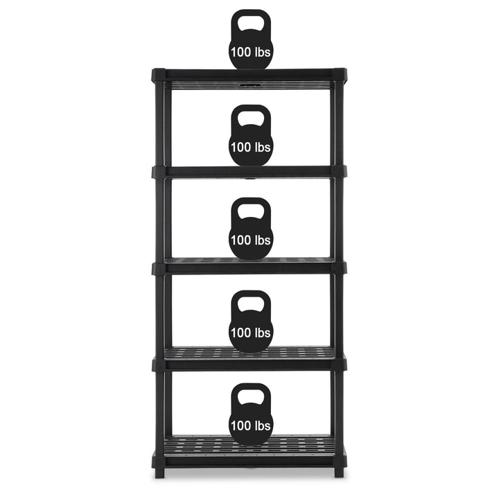 5-Shelf Heavy Duty Deep Plastic Storage Shelves, 750lb Capacity - IRIS USA
