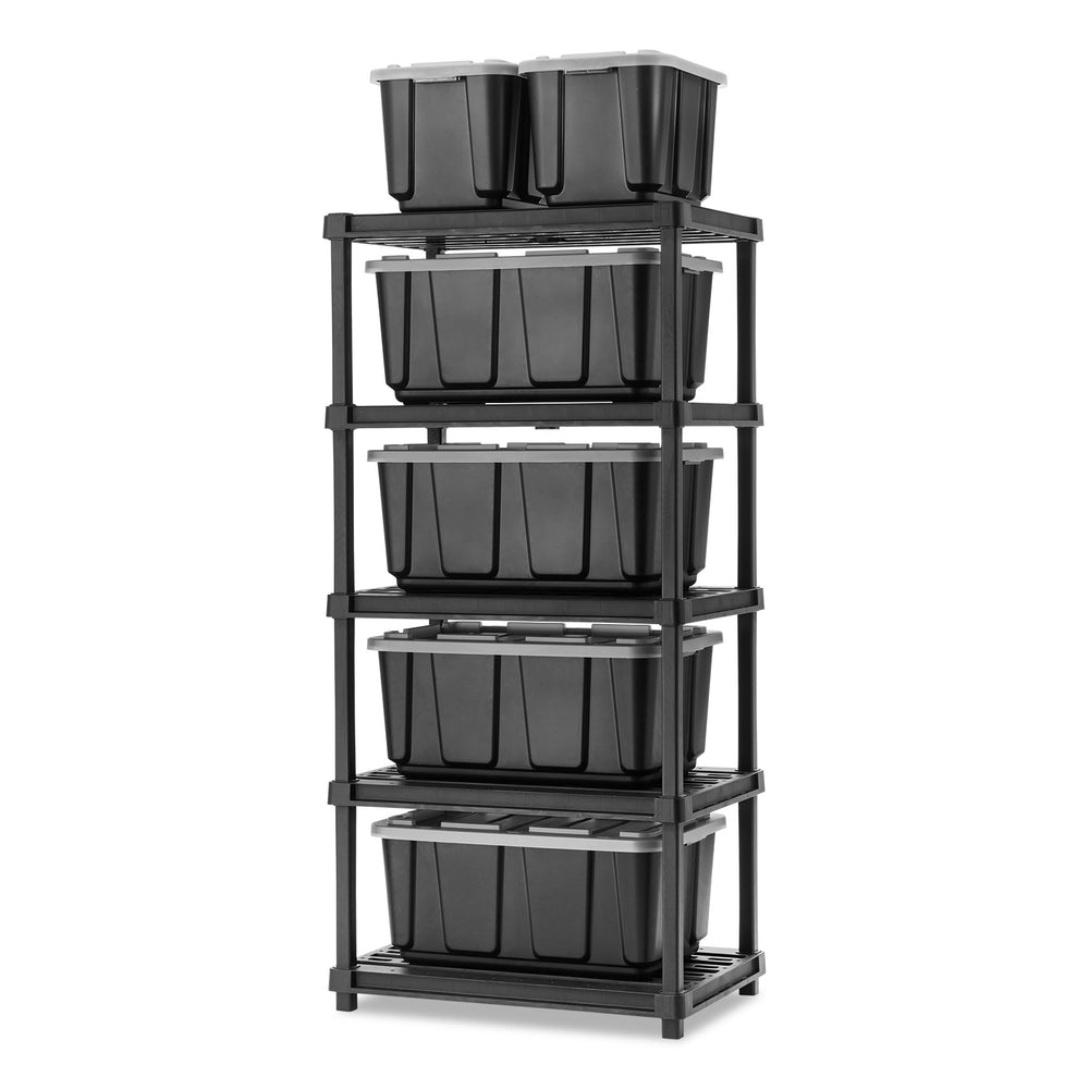 5-Shelf Heavy Duty Deep Plastic Storage Shelves, 750lb Capacity - IRIS USA