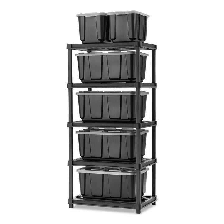 5-Shelf Heavy Duty Deep Plastic Storage Shelves, 750lb Capacity - IRIS USA