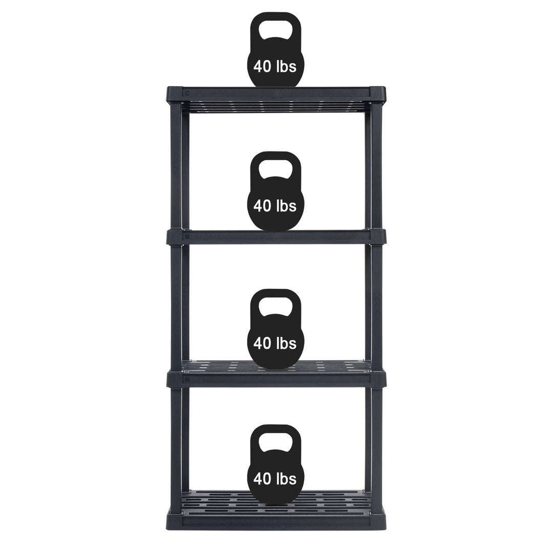 IRIS USA 3-Tier Multi-purpose Shelf Display Rack, Utility Rack, Storage Organizer Shelving Unit for Pantry, Closet, Kitchen, Laundry or Garage - Black - IRIS USA, Inc. #size_4-tier