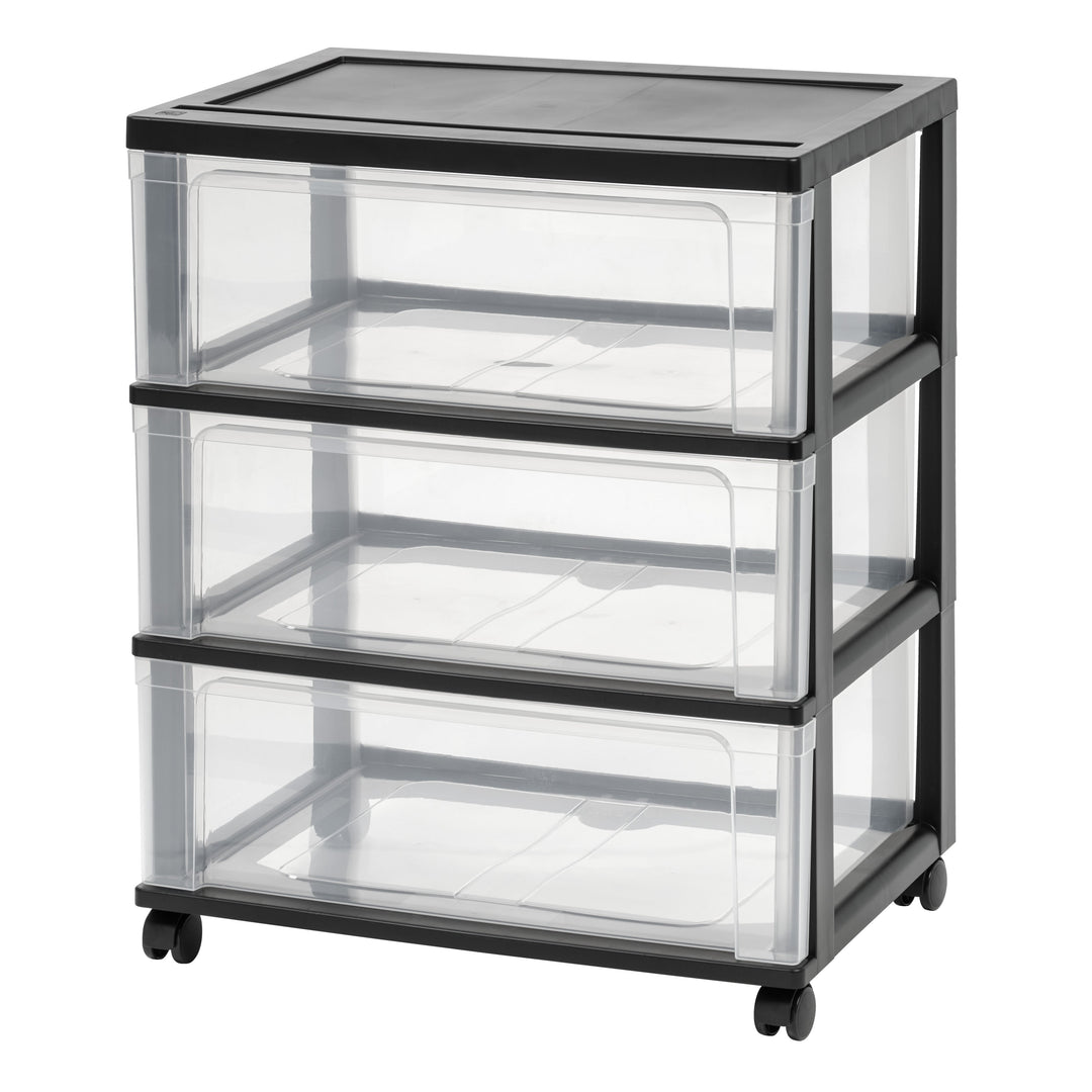 3 Drawer Wide Chest, Black - IRIS USA, Inc.