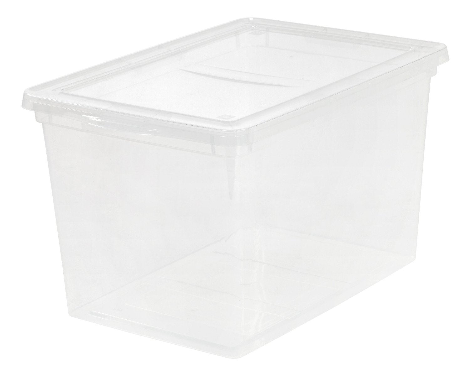 Hart - 68 Quart Clear Latching Plastic Storage Bin, Clear Base/Blue Lid, Set of 4