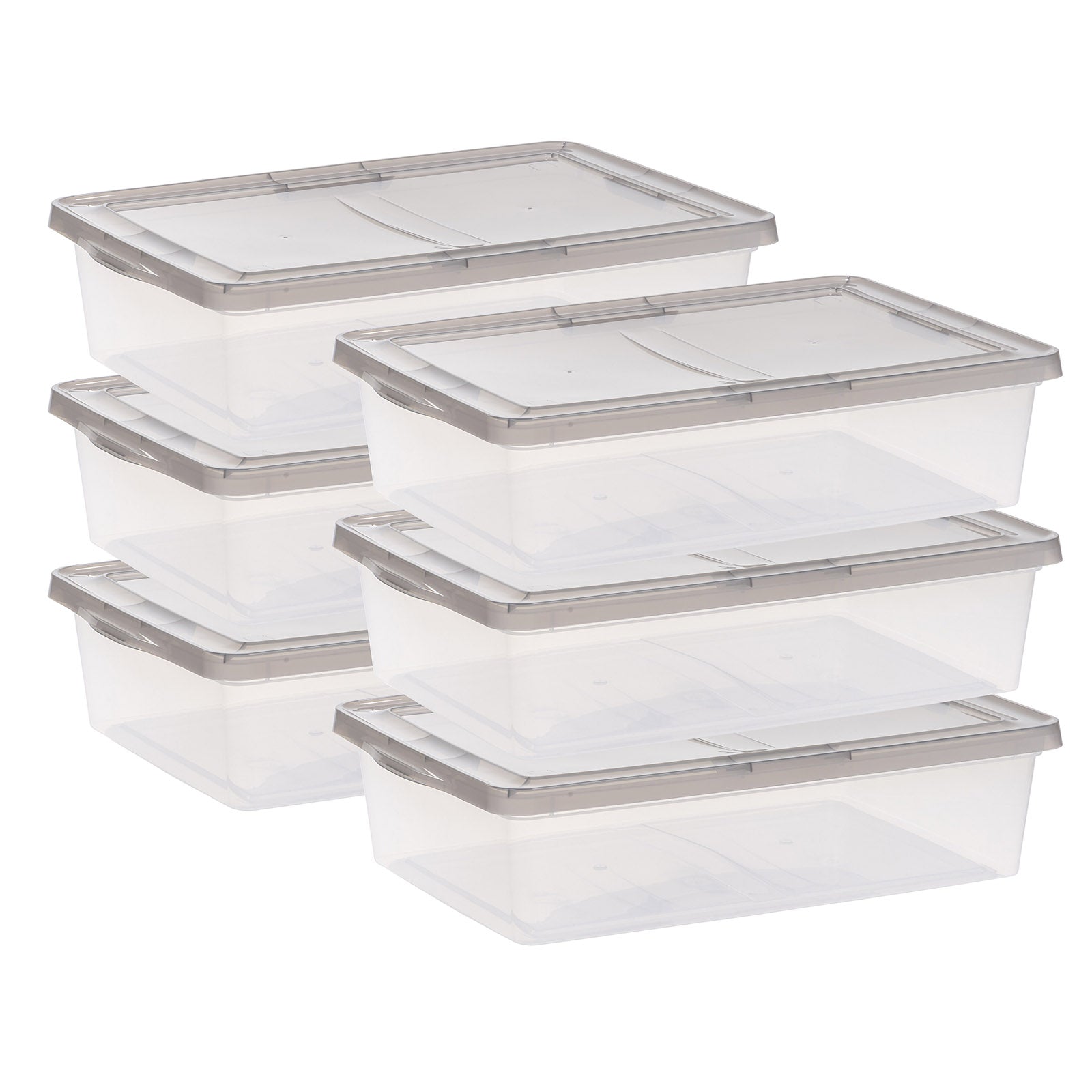Iris 7 gal. Snap Top Plastic Storage Box in Clear wih Gray Lid 6 Pack