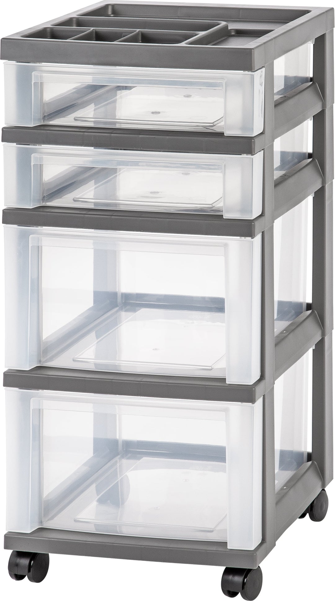 4-Drawer Storage Cart with Organizer Top, Gray - IRIS USA, Inc.