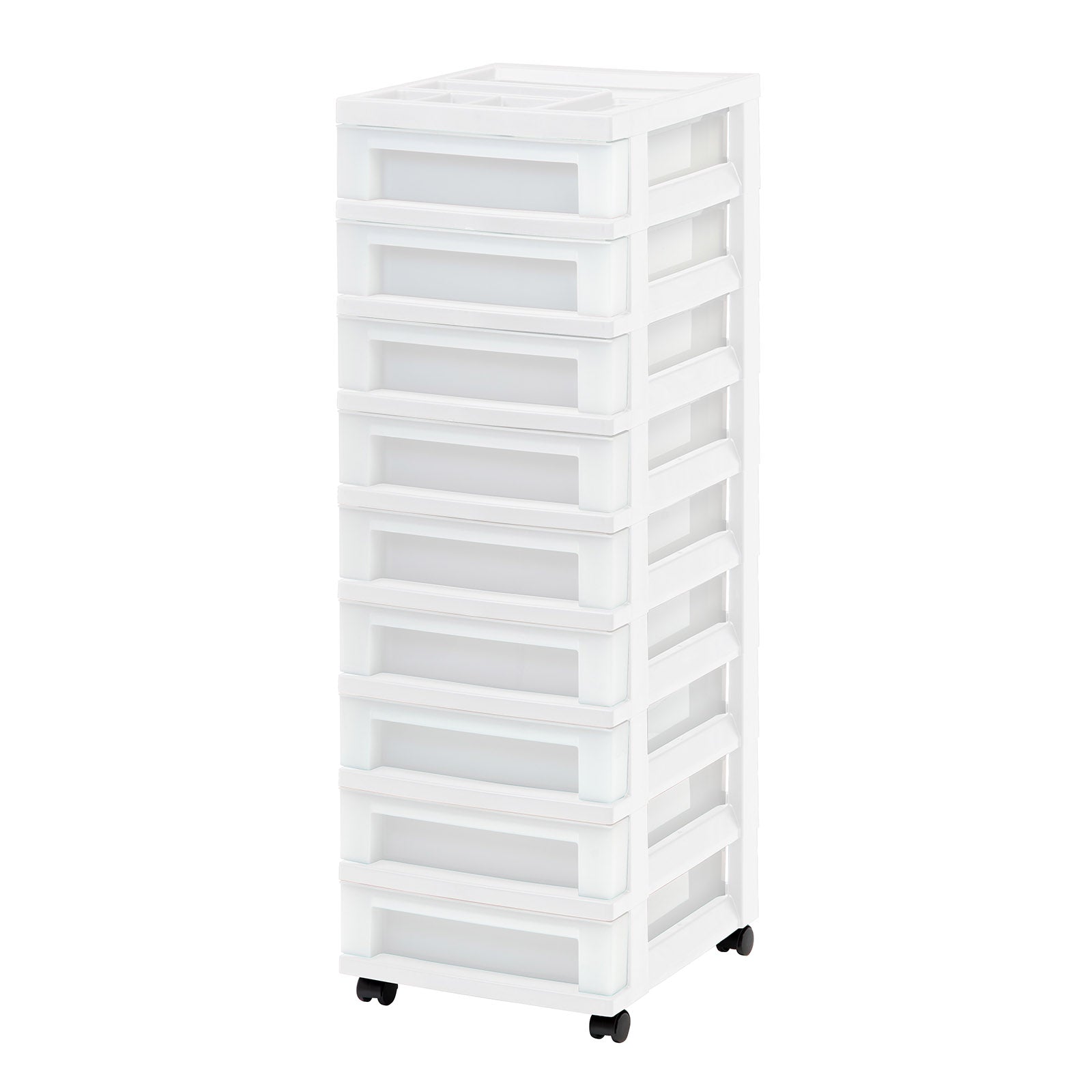 IRIS USA 3-Drawer Storage Cart with Organizer Top with Wheels, Plastic,  White