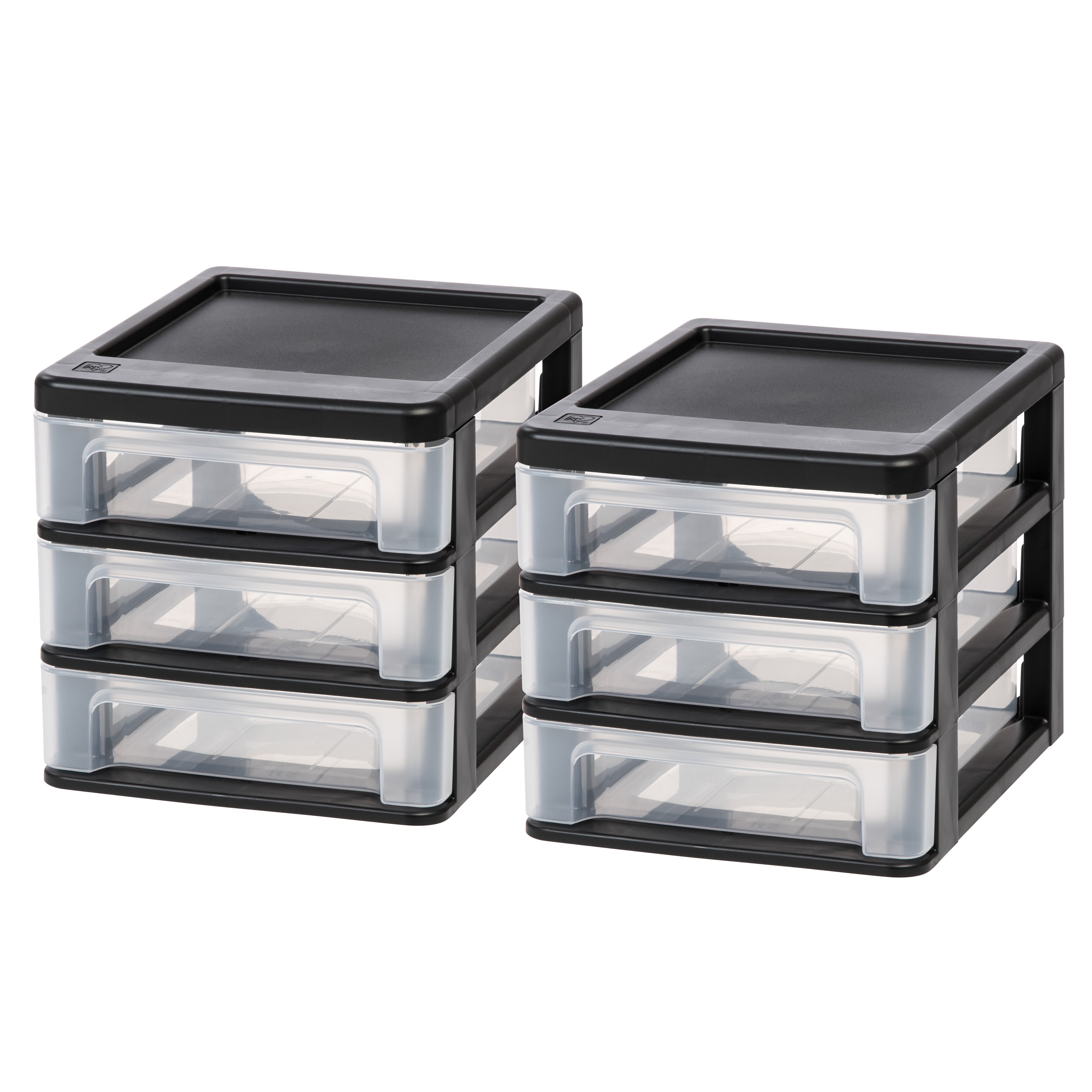 Iris USA 3 Drawer Desktop Organizer Black 2 Pack