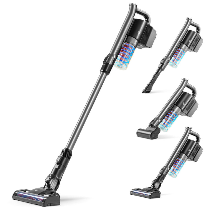 IRIS USA High Power Cordless Stick Vacuum Cleaner with Replaceable Rechargeable Battery 6 in 1, Cyclone Suction Vacuum, Up to 35 Minute Run Time, Washable Filter, for Hard Floors & Low Rugs,High Power W/ Accessories in Silver/ Wine Red - IRIS USA, Inc.