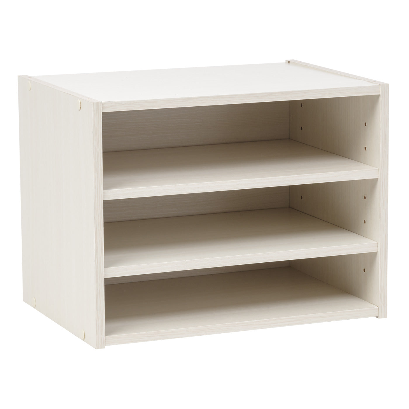 TACHI Modular Wood Storage Organizer Box with Adjustable Shelves, Off White