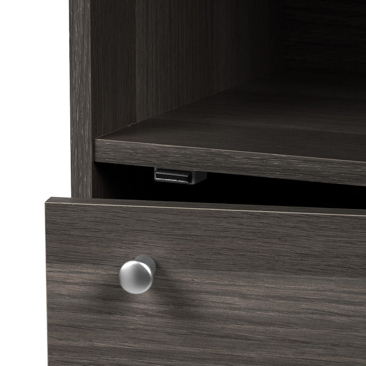 IRIS USA 3 Tier Bookshelf and Storage Cupboard, Open Cubby Storage Shelf with Door, Small Storage Cabinet, Grey - IRIS USA, Inc.