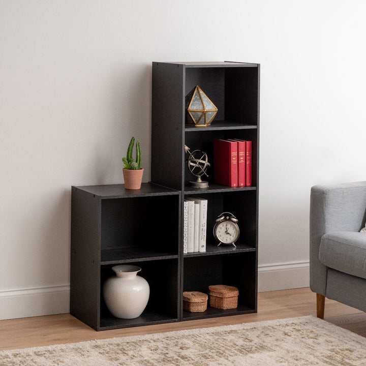 2-Tier Wood Storage Shelf, Black - IRIS USA, Inc.
