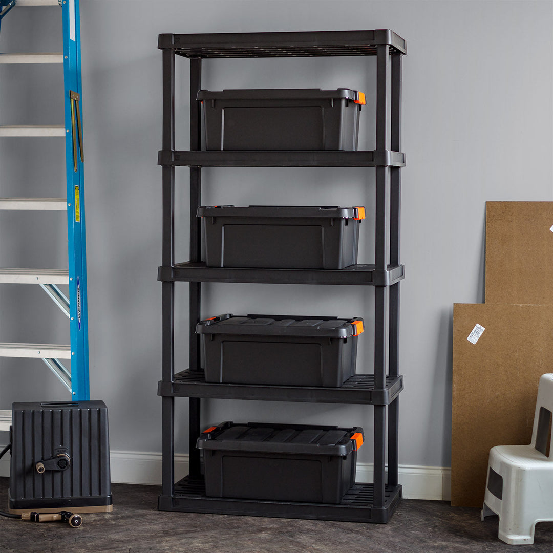 IRIS USA, Plastic Rack Shelf with 5 Large Shelves, Black - IRIS USA, Inc.