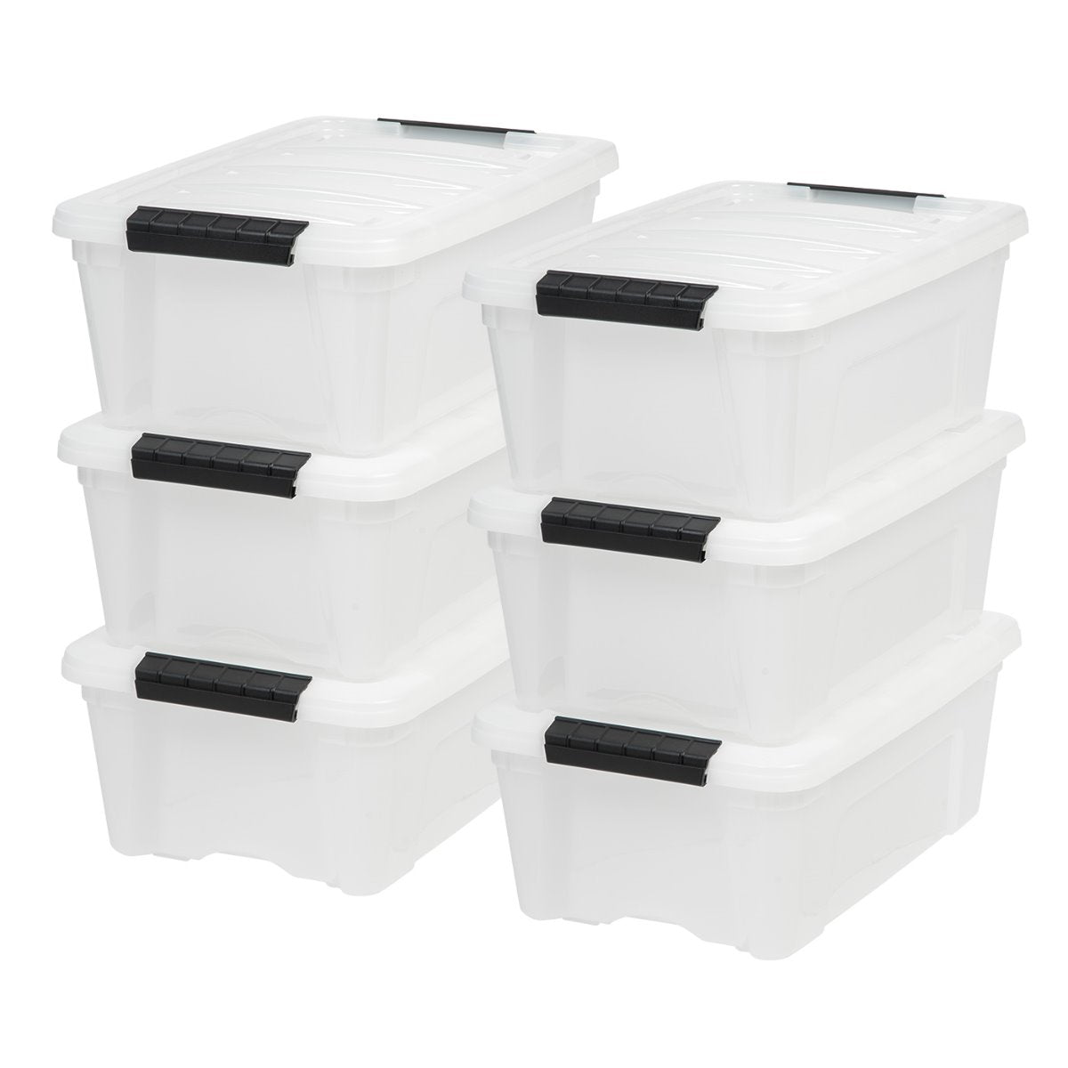  IRIS USA 26.95 Quart Stackable Plastic Storage Bins with Lids  and Latching Buckles, 6 Pack - Pearl, Containers with Lids and Latches,  Durable Nestable Closet, Garage, Totes, Tubs Boxes Organizing : Everything  Else