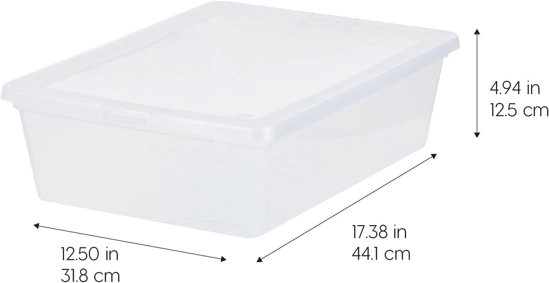 13 Quart Flat Plastic Storage Containers with Lids (4-Pack)