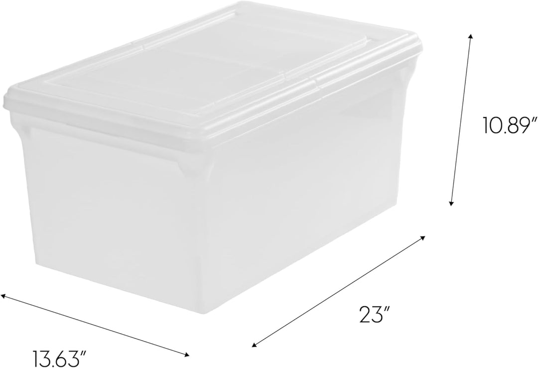 File Organizer w/Hinged Split Lid, Pearl 44 Qt. 4 Pack - IRIS USA
