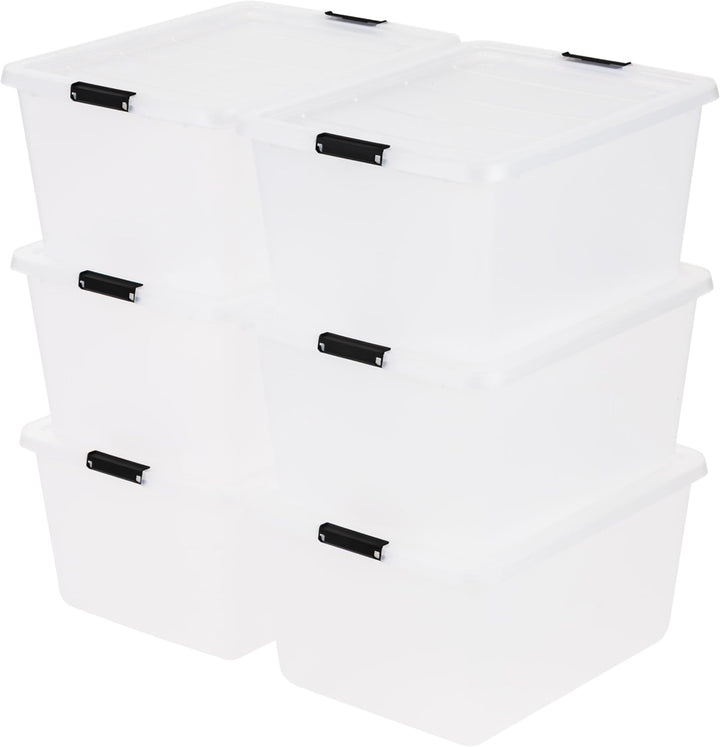 32 Quart High-Capacity Craft Storage Bins with Latching Lids (6-pack)