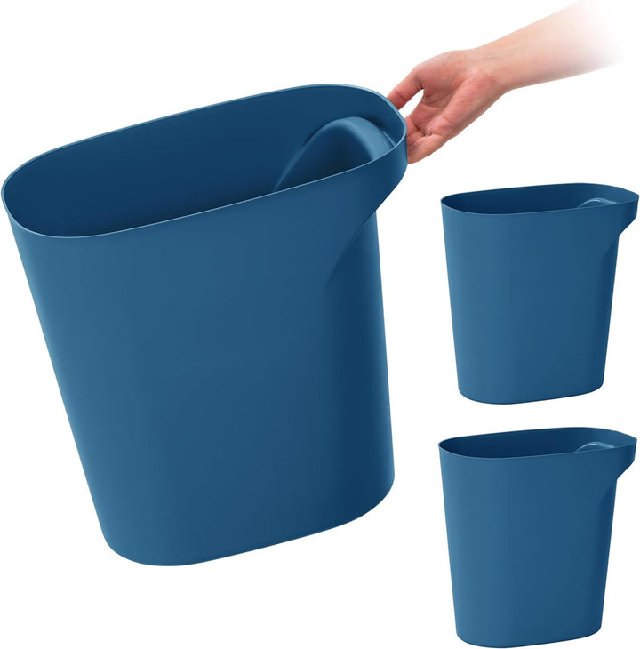 Small Trash Can Wastebasket with Handle, 6 Gallon / 24 Quart, 3-Pack - Eco Friendly