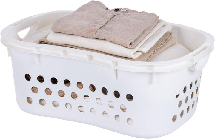 Plastic Laundry Basket - Large Clothes Hamper with Ventilation Holes, Built-In Handles &amp; Hip Hold - 1.5 Bushel (50L)