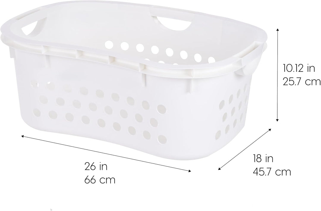 Plastic Laundry Basket - Large Clothes Hamper with Ventilation Holes, Built-In Handles &amp; Hip Hold - 1.5 Bushel (50L)