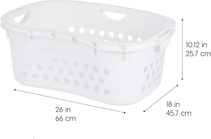 Plastic Laundry Basket - Large Clothes Hamper with Ventilation Holes, Built-In Handles &amp; Hip Hold - 1.5 Bushel (50L)