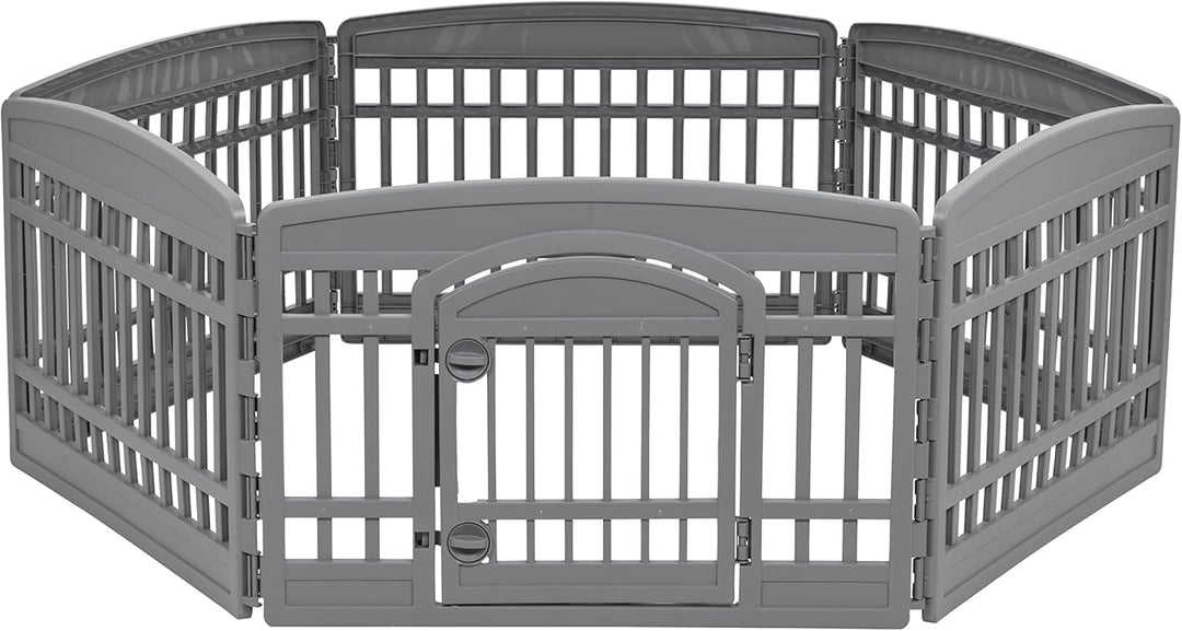 24" Dog Playpen 6-Panel Pet Exercise Pen with Door Gate