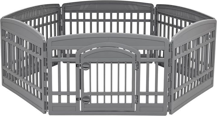 24" Dog Playpen 6-Panel Pet Exercise Pen with Door Gate