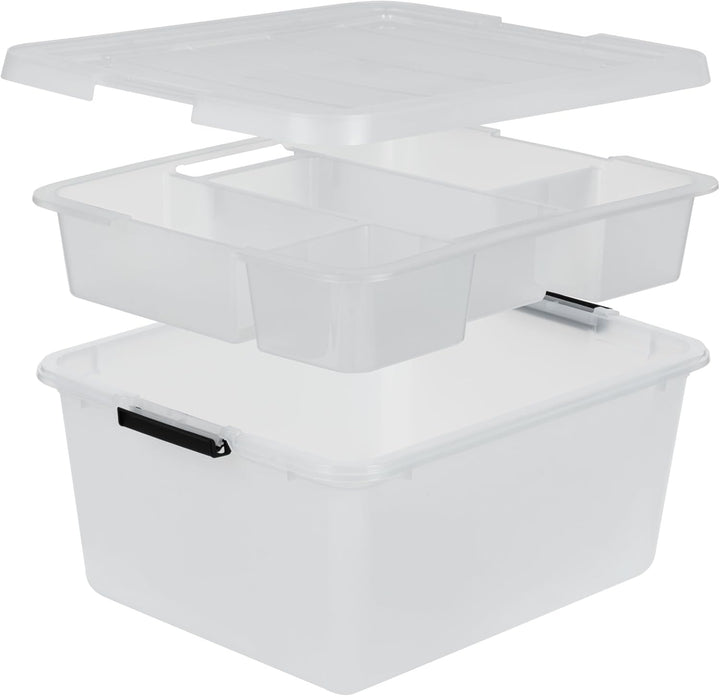 18 QT Clear Storage Organizer with Removable Dividers