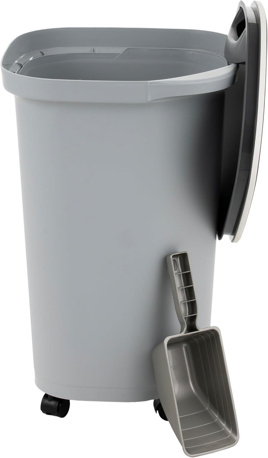 Pet Food Storage Container 25 lbs, Premium 60% Improved Airtight Seal with Air Valve, 2 Cup Scoop, Removable Wheels, Easy to Open - IRIS USA