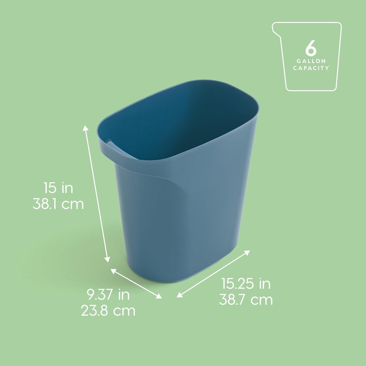 Small Trash Can Wastebasket with Handle, 6 Gallon / 24 Quart, 3-Pack - Eco Friendly