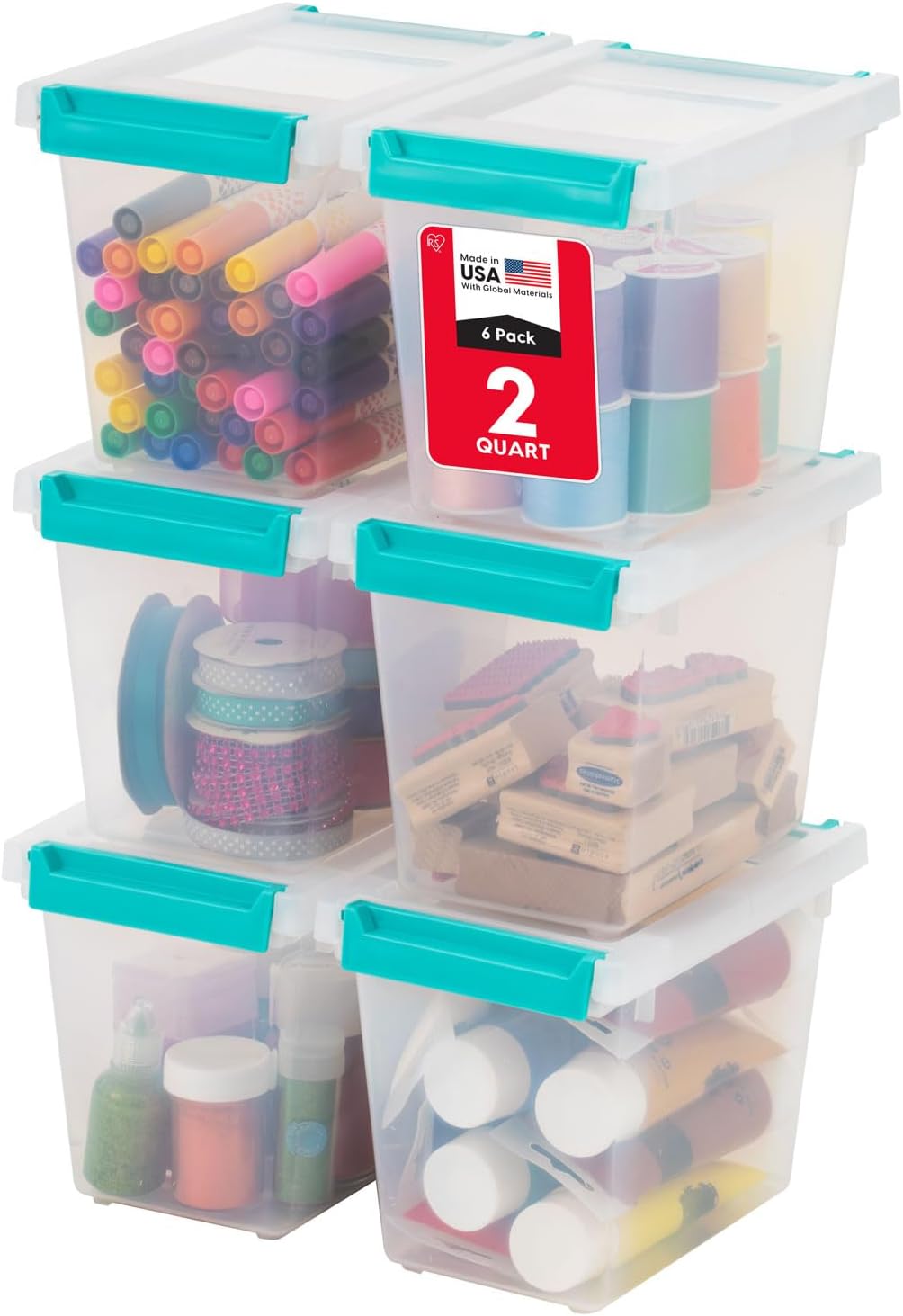 2 Qt. Craft Storage Bins with Lids, 6-Pack