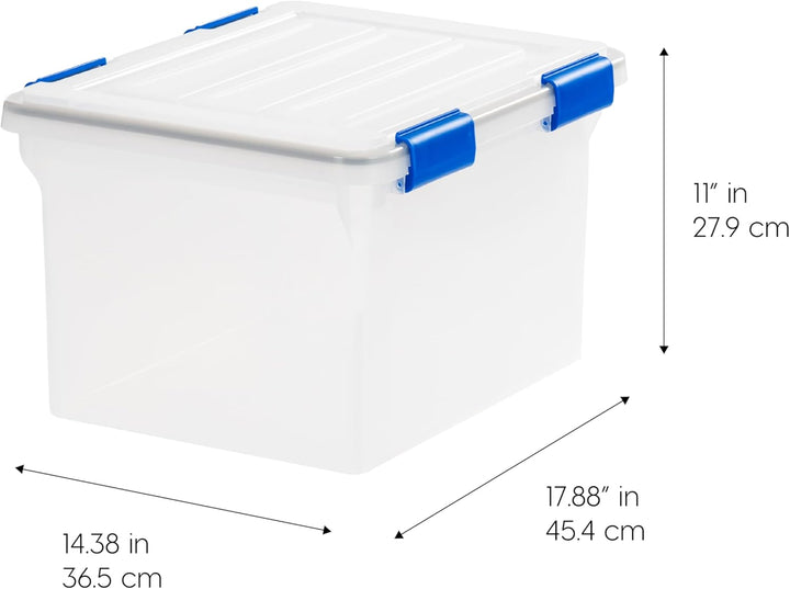 WeatherPro File Organizer Box Clear/Blue 32 Qt. 3 Pack