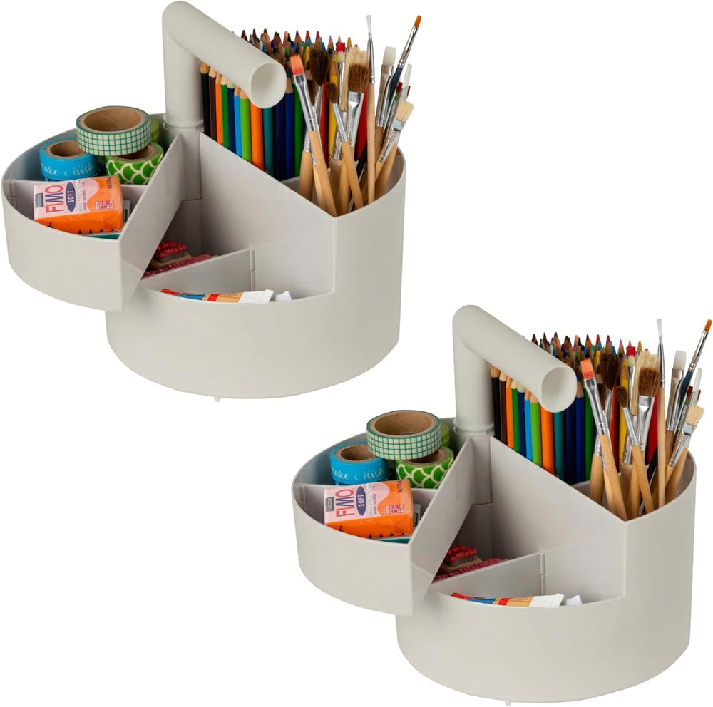 2-Pack Desk Caddy Organizer with Built-In Handle & 6 Storage Compartments - IRIS USA