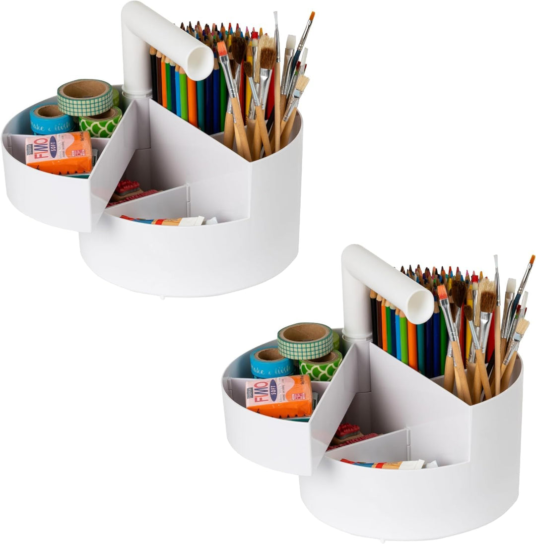 2-Pack Desk Caddy Organizer with Built-In Handle & 6 Storage Compartments - IRIS USA