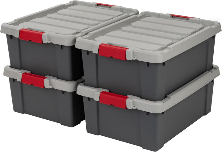 12 Gallon Lockable Storage Totes with Lids  (4 Pack)
