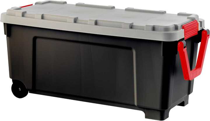 TrailBox 2-Pack – 43-Gallon Lockable Storage Trunks for Truck Beds & Camping Gear – Heavy-Duty Black/Gray Bins