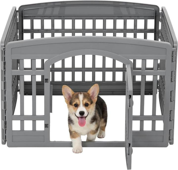 24" Dog Playpen 4-Panel Pet Exercise Pen with Door Gate