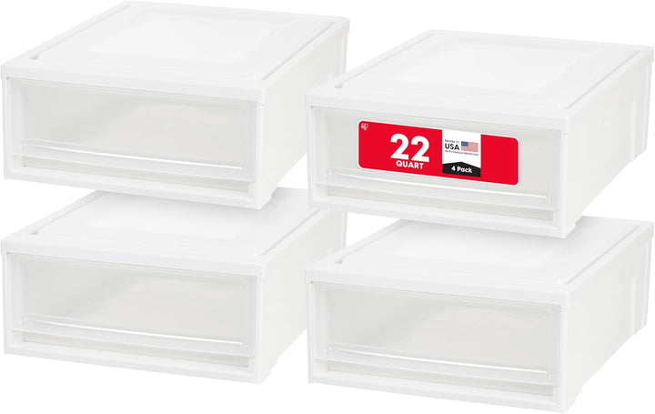 22 Qt Under Bed Storage Drawer, 4 Pack, White